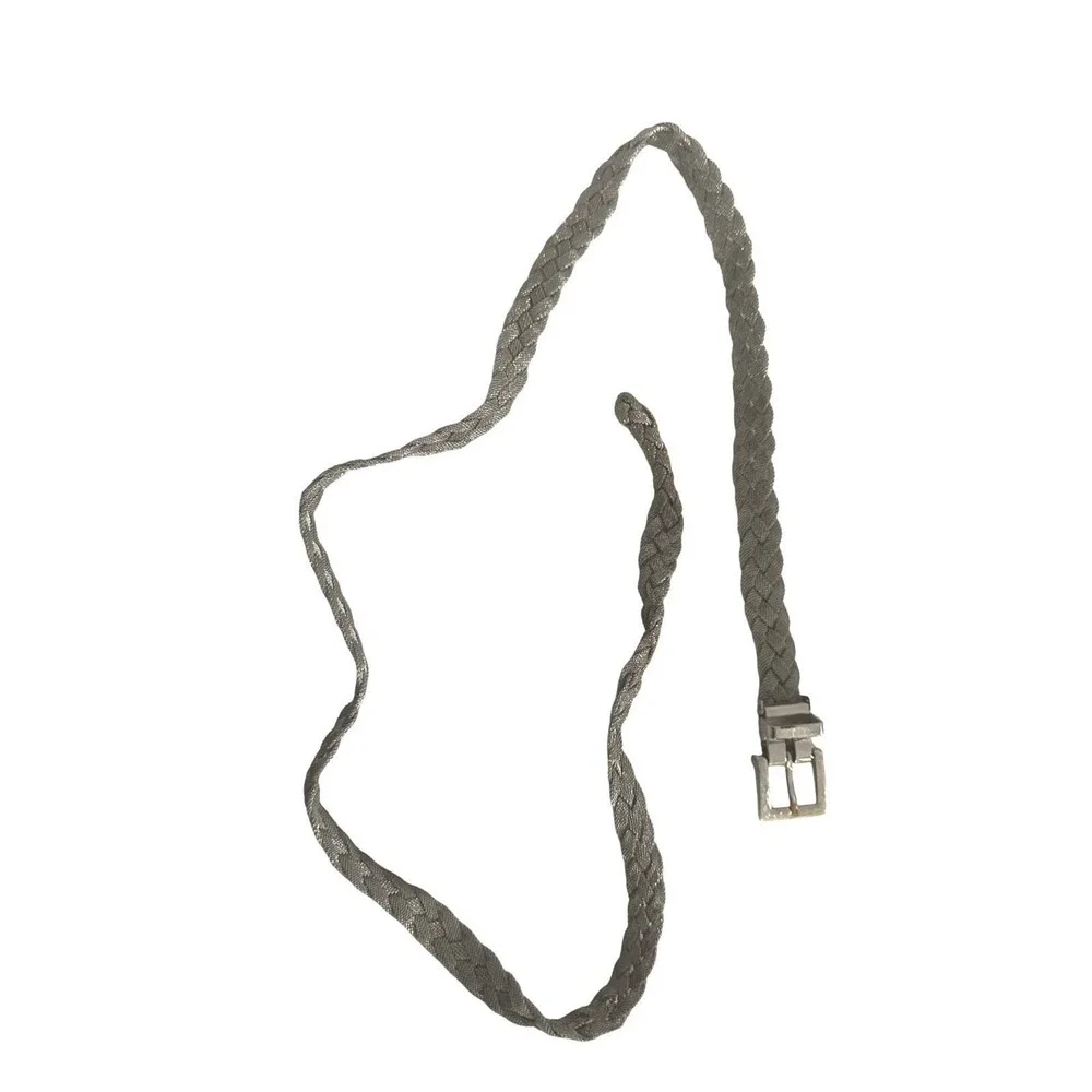 Womens Vintage Braided Chain Belt Metallic‎ Silver Adjustable Dressy Fashion
